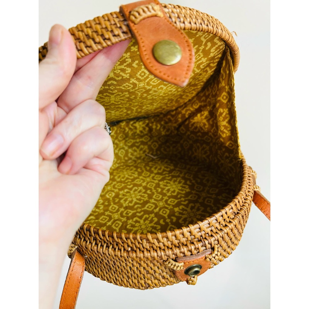 Woven Round Rattan Bag Bali Boho Crossbody Handbag Shoulder Bag